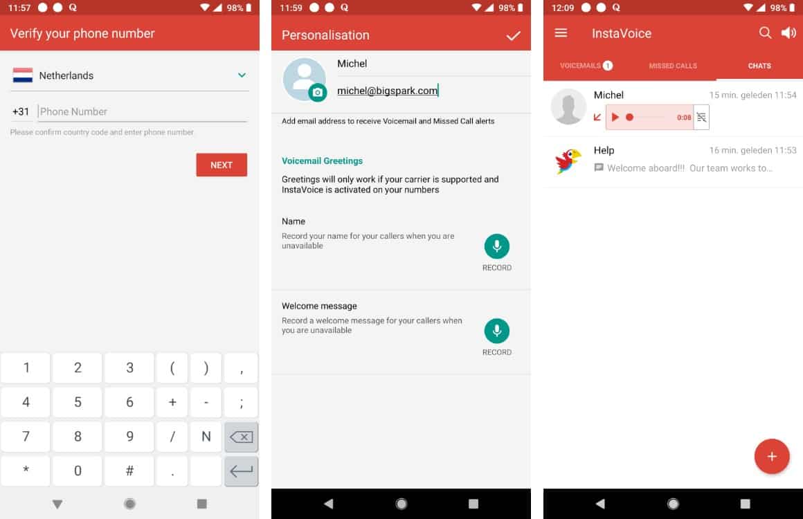 Visual Voicemail Android instellen